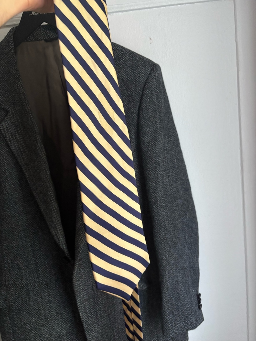 Striped Navy and Cream Men's Silk Tie